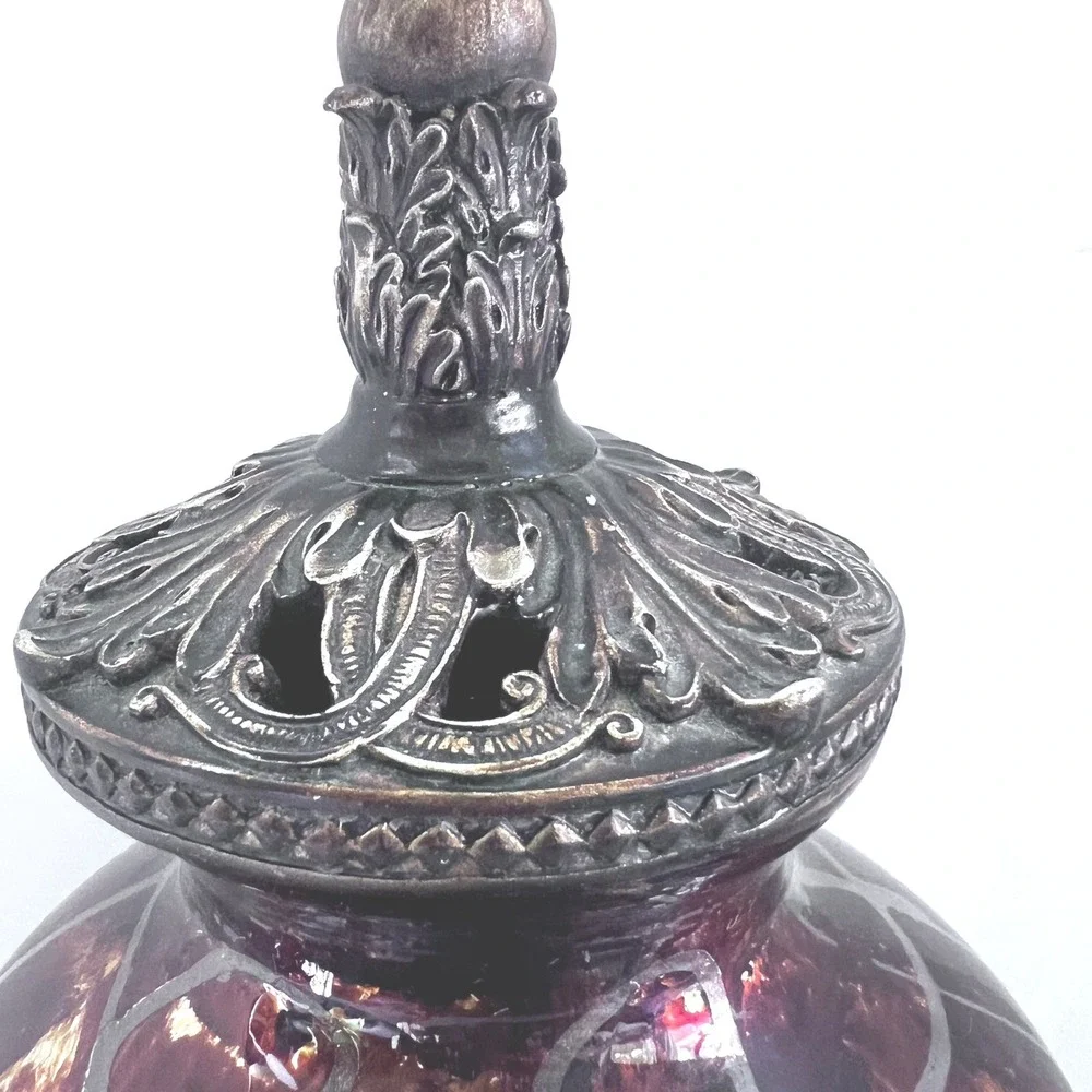 Large Vessel Decor Red Coppery Marbled‎ Grey Matrix Metal Designer Top 18X8